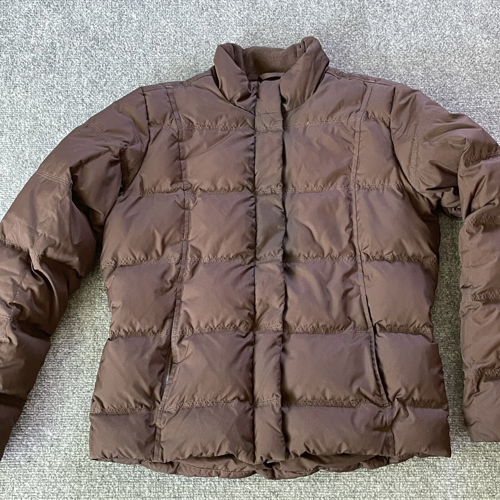 Eddie Bauer Jacket Womens Medium Goose Down Puffer Hiking Coat Chocolate